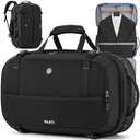 Tolaccea Large Convertible Garment Duffel Bag, Suit Carry On Backpack, TSA Flight Approved for Wrinkle-Free Travel with Dual Laptop Storage for 17.3" and 12.9" & Extra Toiletry Bag, 45-55L Expandable, Black