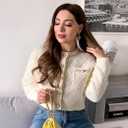 URBAN REVIVO Women's Knit Cardigan Sweaters Casual Long Sleeve Open Front Button Down Cropped Jackets (XL)