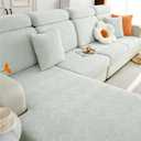 hyha Individual Couch Cushion Covers, Stretch Sofa/ Couch Seat Cushion Covers, Magic Sofa Covers Washable, Dog Couch Cushion Covers for Sofa with Elastic Bottom(1 Cushion Sofa, Light Grey Seafoam)