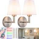 Nekhung Battery Operated Wall Sconces Set of 2, Wireless Wall Light with 10000mAh RGB Dimmable Magnetic Bulb, Rechargeable Wall Sconce with Remote Control for Bedroom Living Room