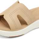 UBFEN Womens Platform Sandals Comfortable Walking Slide Soft Cushioning Footbed Casual Dressy Wedge Sandals (Beige)