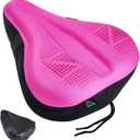 Zacro Bike Seat Cushion - Padded Gel Bike Seat Cover for Men & Women, Padding Bicycle Saddle fit with Peloton/Spin Stationary Exercise/Mountain Road Cycling Bike (Wide, Pink)