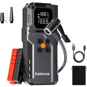 Jump Starter with Air Compressor, 4000A Car Battery Jump Starter Portable (9.0L Gas/7.0L Diesel), 150PSI 12V Jump Starter Jump Box with Jumper Cables, LED Light