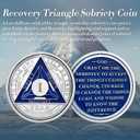 Recovery Triangle 1 Year Sobriety Coin - Silver Roman Numeral NA AA Coins - 1-40 Prime NA/HA/AA Chips and Medallions - Narcotics Alcoholics Anonymous Sober Gifts for Men Women