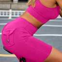 Avanova Women Scrunch Butt Lifting Shorts Biker Short with Pocket Pink S (Pink, S)