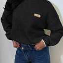 Saodimallsu Womens Sweaters Crew Neck Long Sleeve Knit Contrast Piping Stripe Lightweight Casual Fall Pullover Tops 2025 (Black)