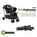 Joovy Big Caboose Triple Stroller with Rear Bench and Standing Platform, Reclining Seats, Optional Rear Seat, and Two Universal Car Seat Adapters, Jet, Manufactured: 08/15/25