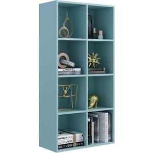 OSCHF 8-Cube Storage Shelf Bookcase - Wooden 4-Tier Floor Standing Open Bookshelf, Modern TV Stand up to 55 Inchs for Home and Office, Light Blue
