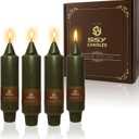 NJAO HOO Olive Green Short Taper Candle 5 Inch Candlesticks Unscented Dripless Tapered Candle Set for Home Decor Christmas Party Dinner Candles, 4 Pack
