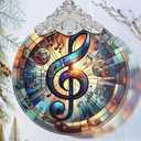 Musical Note Stained Glass Orament - Christmas Ornament - Christmas Decorations for Tree - Holiday Present ldeas - Gift Exchange