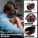 Noise Reduction Ear Protection Ear Muffs, Shooting Ear Protection, SNR 28dB Noise Cancelling Headphones for Adults Kids Autism, Hearing Protection for Shooting,Gun Range,Mowing (Black With Red)
