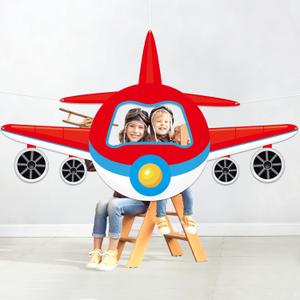 Airplane Shaped Photo Prop Party Decoration Fabric Aircraft Photo Booth Prop Red Helicopter Plane Selfie Frame Backdrop for Baby Shower Birthday Party Supplies Photos Background Banner Decor 7141Inch