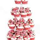 YestBuy 4 Tier Round Acrylic Cupcake Stand with Base, Premium Cupcake Holder, Acrylic Cupcake Tower Display Cady Bar Party Dcor  Display for Pastry (4" Between 2 Layers)