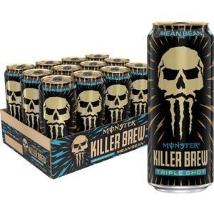 Monster Energy Killer Brew Mean Bean, 15 Fl Oz | Pack of 12, Best By 01/11/ 2028