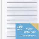 Handwriting Paper Kindergarten for Kids, Ruled Practice Writing Paper for Kids, 100 Sheets, 100gsm White Writng Papers, 8.5 x 11 Inch Writing Paper with Lines for Kindergarten