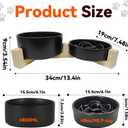 Ceramic Slow Feeder Dog Bowl Set-1 Cup Puzzle Dog Food Bowl & 850ML Water bowl with wooden stand for small dogs, Anti-Gulping,Anti-chewing,Anti-Slip,Black