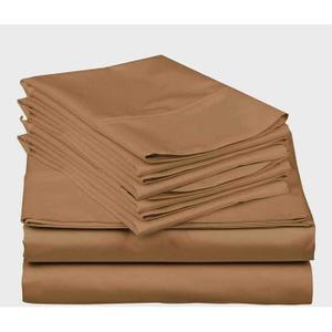 Thread Count-6Pcs Bed Sheet Set 100% Cotton Bed Sheets Taupe Twin Sheets Set, Long Staple Cotton Sheets, Fits Mattress Upto 18" Deep Pocket, Bedsheet and Pillowcase, Bedding Set