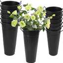 12 PCS 9 Inch Metal Flower Vase for Cut Flowers, Galvanized Metal Floral Buckets, Vintage Style Galvanized Flower Bucket for Home Decor & Wedding Centerpiece (Black)