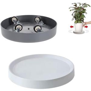 Plant Caddy with Wheels 2Pack 14.8 inch Heavy Duty Mobile Plant Stand Flower Pots Stand with Hidden Universal Wheels,Beige+Gray,Round Pot Trolley for Indoor Outdoor (14.8 inch)