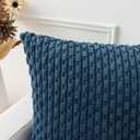 Kevin Textile Pack of 2 Corduroy Decorative Throw Pillow Covers 12x20 Inch Soft Boho Striped Pillow Covers Modern Farmhouse Home Decor for Autumn Sofa Living Room Couch Bed Blue