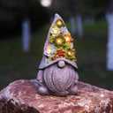 Solar Garden Statues Gnomes Figurine with Succulent and LED Lights - Garden Gnome Statues Decorations for Yard, Outside, Patio, Balcony - Gardening Housewarming Birthday Gifts
