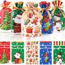 Christmas Treat Bags, 50 PCS Christmas Drawstring Gift Bags, Small Xmas Gift Bag, 6x9 Inch Plastic Candy Goodie Cookie Gift Bag Drawstring for Xmas Holiday Gifts Wrapping Party Favors Supplies