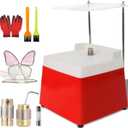 Podoy Upgrade Stained Glass Grinder Kit 4300r/min with 5/8" & 1" Diamond Grinder Bit+Acrylic Baffle& Stand, 110 V 65W Mini DIY Power Industrial Glass Ceramics Grinding Tool -Red
