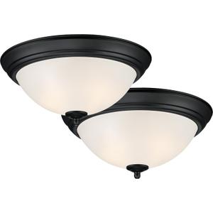 DESIGNERS FOUNTAIN Flush Mount Ceiling Light, 10.8 Inch LED Frosted Glass Lighting Fixture for Kitchen, Bedroom, Bathroom, and Hallway, Matte Black