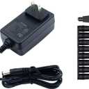 24V 1A Power Supply, 6 FT Power Cord ETL Certified AC 100V-240V to DC 24 Volt Power Supply Adapter with 5.5mm x 2.1mm Plug and 9 Interchangeable Plug for LED Strip Lights CCTV Camera DC Pump etc