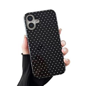 Sayoaho Compatible with iPhone 17 Case, Fashion Cute Polka Dot Pattern Aesthetic Design for Women, Soft TPU and Hard Back Shockproof Phone Case for iPhone 17 6.3 inch, Black