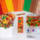Winlyn 32 Sets Fall Crafts Kits DIY Fall Bookmarks Decorations Art Sets Maple Leaves Smile Face Owl Turkey Pumpkins Foam Stickers Arts and Crafts for Kids Thanksgiving Halloween Classroom Activities