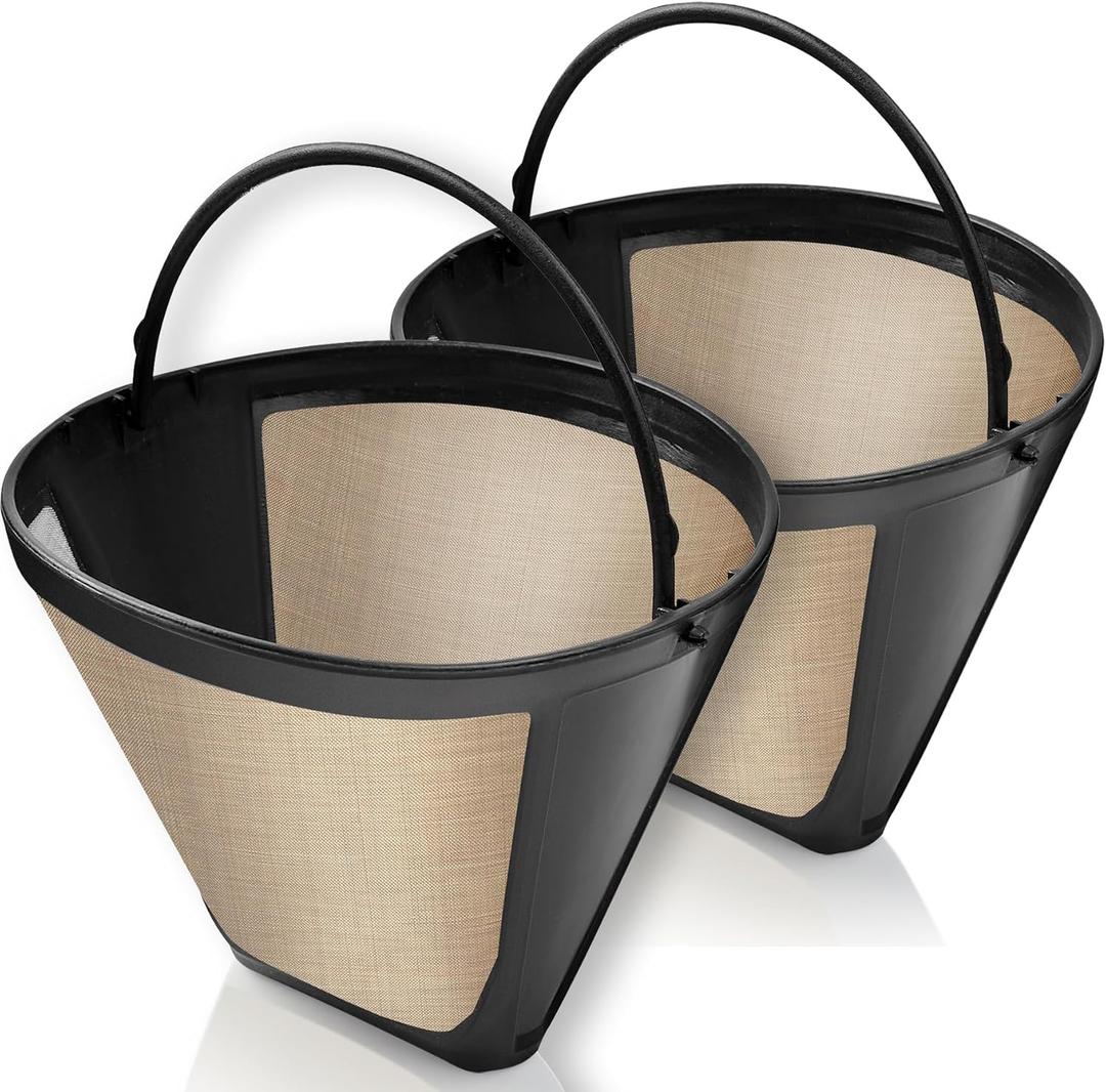 GoodCups 2-Pack Reusable #4 Cone Coffee Filters for Cuisinart 1014 Cup Brewers (DCC-3200, DCC-1200, DCC-3400) & Ninja Coffee Makers, Stainless Steel Mesh, Permanent, Dishwasher-Safe