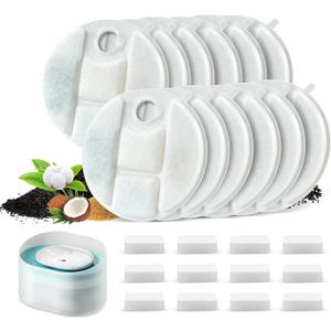 12 Pack Pet Drinker Replacement Filters for Petlibro Capsule Pet Drinker PLWF008, Contains 12 Filters and 12 Sponges