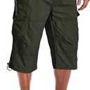 MAGCOMSEN Mens Cargo Shorts Long Capri Elastic Below The Knee 3/4 Cotton Casual Summer Shorts with Pockets, size 34,
