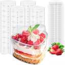 50 Pack 5oz Heart Dessert Cups with Lids, Mini Parfait Cups, Clear Dessert Serving Bowls for Party Appetizers, Ice Cream, Mousse, Pudding and Fruit