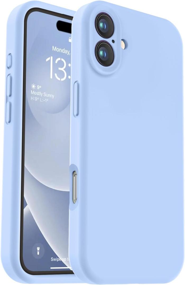 Vooii Compatible with iPhone 16 Case, Liquid Silicone Upgrade [Camera Protection] [Soft Anti-Scratch Microfiber Lining] Shockproof Phone Case for iPhone 16 6.1 inch - Light Blue