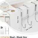 FYY 2 PCS Over the Door Hooks, Heavy Duty Double Hanger with Non-Slip Pads, No-Drill Metal Hook for Hanging Coats Towels Robes Closet Bathroom Bedroom, Fits 1.45 Inch Door Thickness, 5.12" Long,Silver