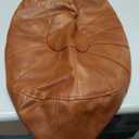 Thgonwid Unstuffed Moroccan Storage Pouf Foot Stool Ottoman Seat Handmade Faux Leather Bean Bag Floor Chair Foot Rest for Living Room, Bedroom or Balcony (Light Brown)