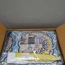 Madison Park Tangiers Quilt Modern Classic Design All Season, Breathable Coverlet Lightweight Bedding Set, Matching Shams, Decorative Pillow, King/Cal King(104"x94"), Circle Blue 6 Piece