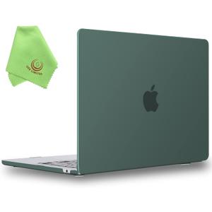UESWILL Compatible with MacBook Air 13 inch M5 M4 M3 M2 Case 2022-2026 Model A3449 A3240 A3113 A2681, Matte Hard Shell Case Cover for MacBook Air 13.6 + Microfiber Cloth, Midnight Green