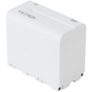 NP-F970 Battery 6600mAh Large Capacity Li-ion Battery with Type-C Charging Port Power Indicators for Camera Monitors LED Video Lights White