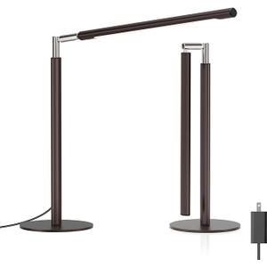 White LED Desk Lamp - Foldable Industrial Desk Light for Home Office, 15W Dimmable Table Lamp for Reading with Base, 4 Color Temps, 16" Eye Caring Metal Desktop Task Lamp for College Dorm Study