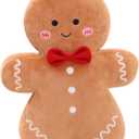 Eoieov Christmas Gingerbread Man Pillow Plush Stuffed Gingerbread Pillow Fun Gingerbread Shaped Decorative Throw Pillows for Sofa Cushion Christmas Party Decor Khaki,15.7"