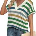 WIHOLL Womens Summer Tops Short Dolman Sleeve Shirts 2026 Fashion V Neck Outfits Clothes (L)