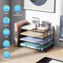 Gianotter 4-Tier Paper Organizer With Magazine Holder, Desk Organizers and Accessories, Desk Accessories & Workspace Organizers, File Organizer for Office Supplies Storag (Black, 4-Tier)