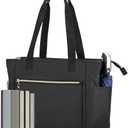 CURMIO Teacher Tote Bag for Women, Teacher Work Bag with Cup Holder and Laptop Compartment, Large Utility Tote for Teachers, Black, Bag Only