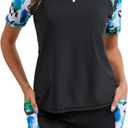 Halcurt Women's Two Piece Rash Guard Swim Shirts Built in Bra Swimsuit with Boyshorts with Pockets (S)