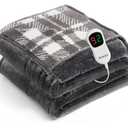 JKMAX Heated Electric Blanket Full Size - 72"x84" Flannel Heating Blanket with 10 Heating Levels & 5 Time Settings Over-Heat Protection, Winter Warmer for Adults with ETL Certification（Grey）