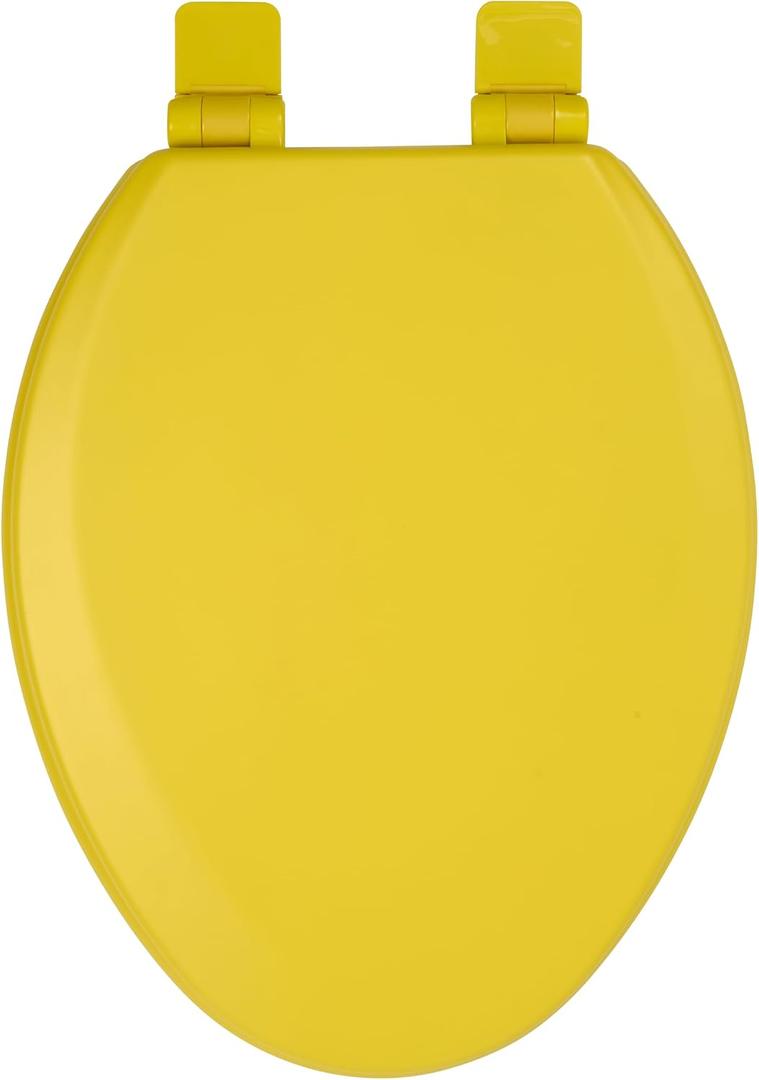 Toilet Seat, Slow Close, Soft Touch, Ultra-Smooth Matte Finish (No Orange-Peel Texture), Premium Moulded Wood, Quick Release, PIKLiDS (Yellow, Elongated)