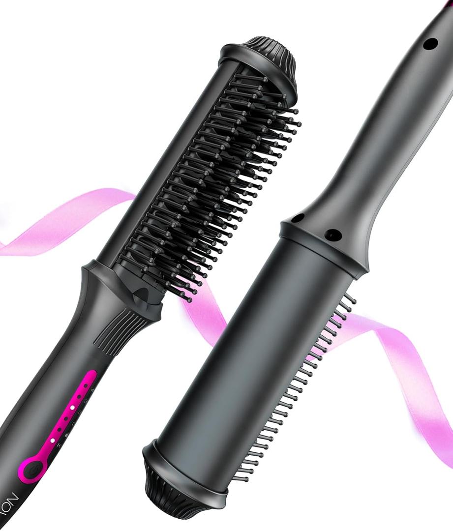 NOVUS Ionic Hair Straightener Brush, 4 Temps & 30s Heating & Auto-Off, Anti-Scald Ceramic Straightening Comb Fast Heating for Home Salon, Less Frizz & Smoother Hair for All Hair Types